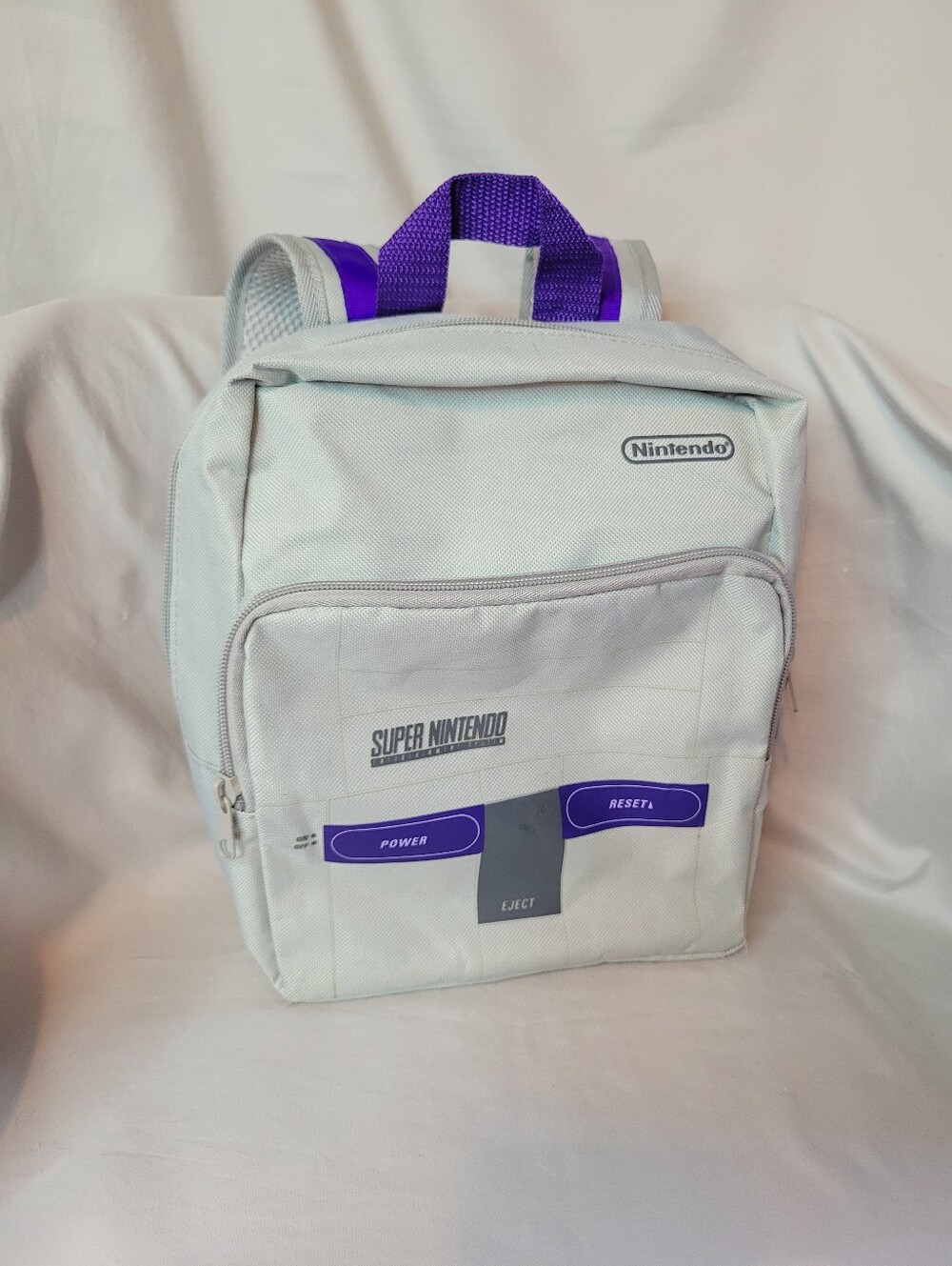 Nintendo Super Nintendo Light Gray & Purple Mini Backpack SNES Collectible